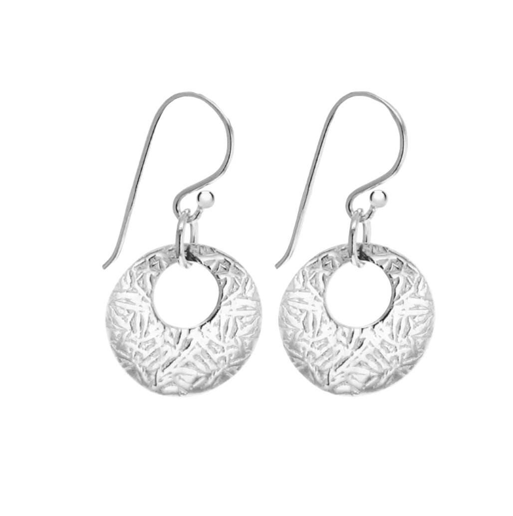 Sterling Silver Textured Patterned Drop Earrings