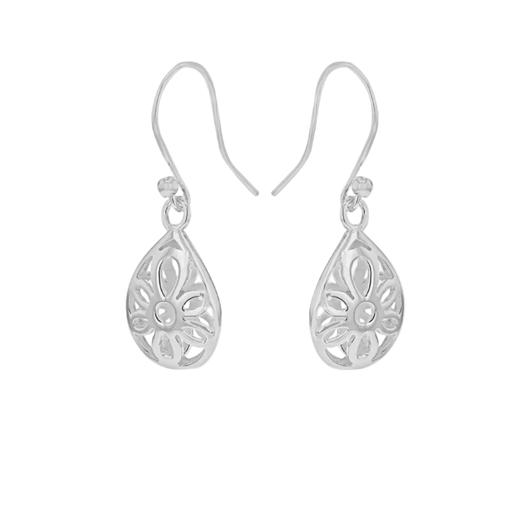 Sterling Silver Pear Shape Drop Earrings
