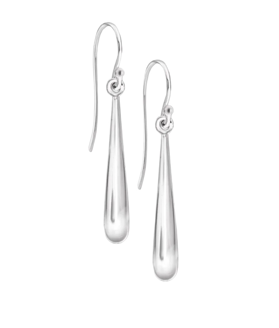 Sterling Silver Elongated Drop Earrings