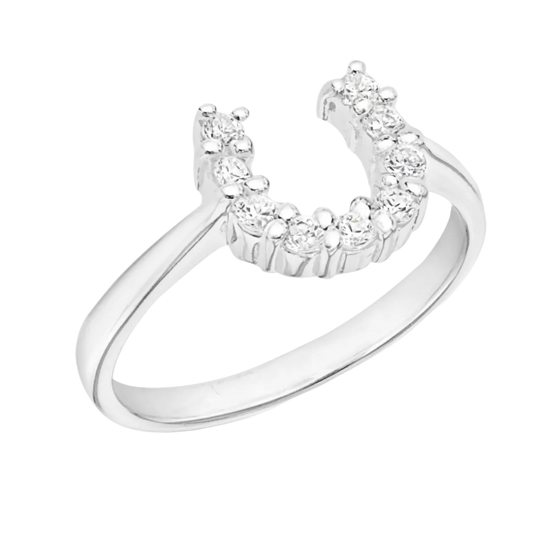 Sterling Silver CZ Horseshoe Ring