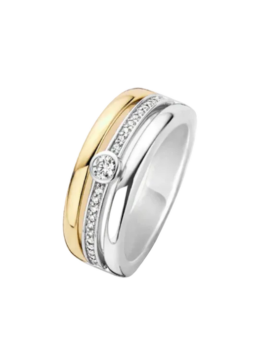Ti Sento Triple Band Ring with Stone