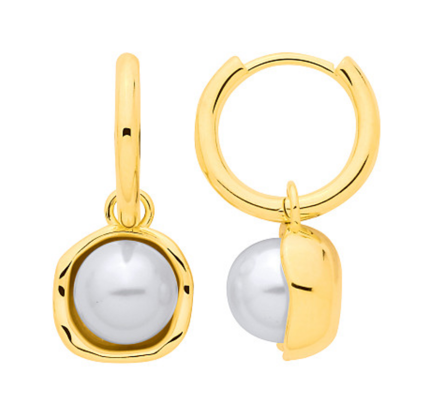 Gold Plated Pearl Statement Drop Earrings