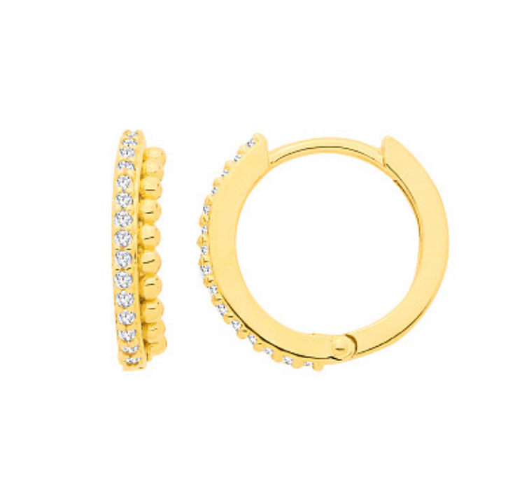 18K Gold Plated CZ Huggie Earrings