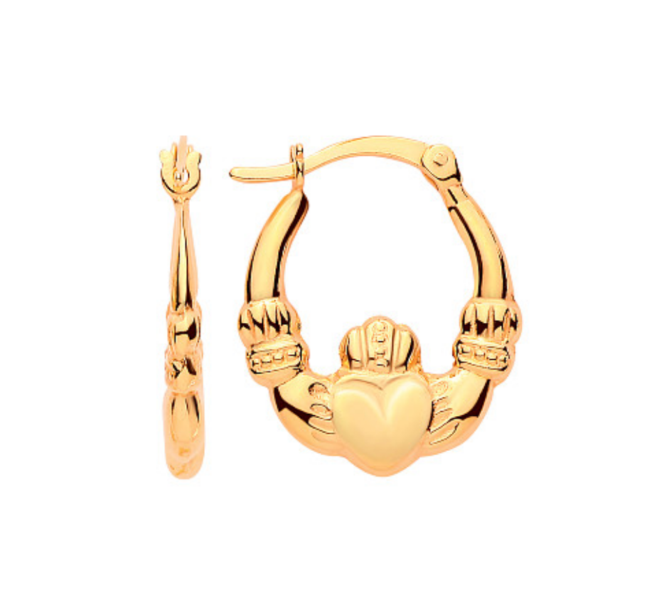 Gold Plated Small Claddagh Creole Earrings