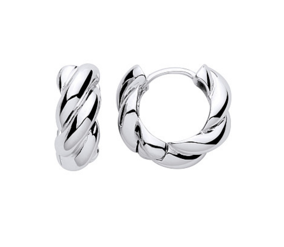 Silver Twist Hoop Earrings