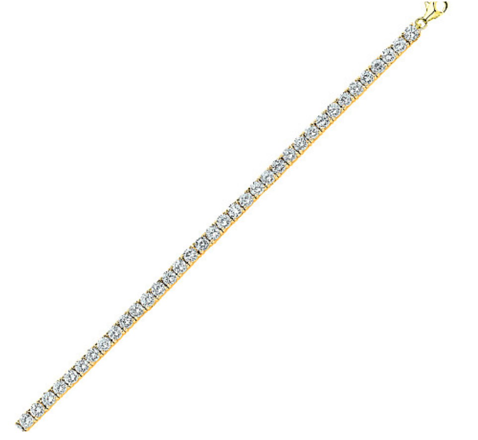 925 Sterling Silver Cubic Zirconia Gold Plate Claw Set Tennis Bracelet