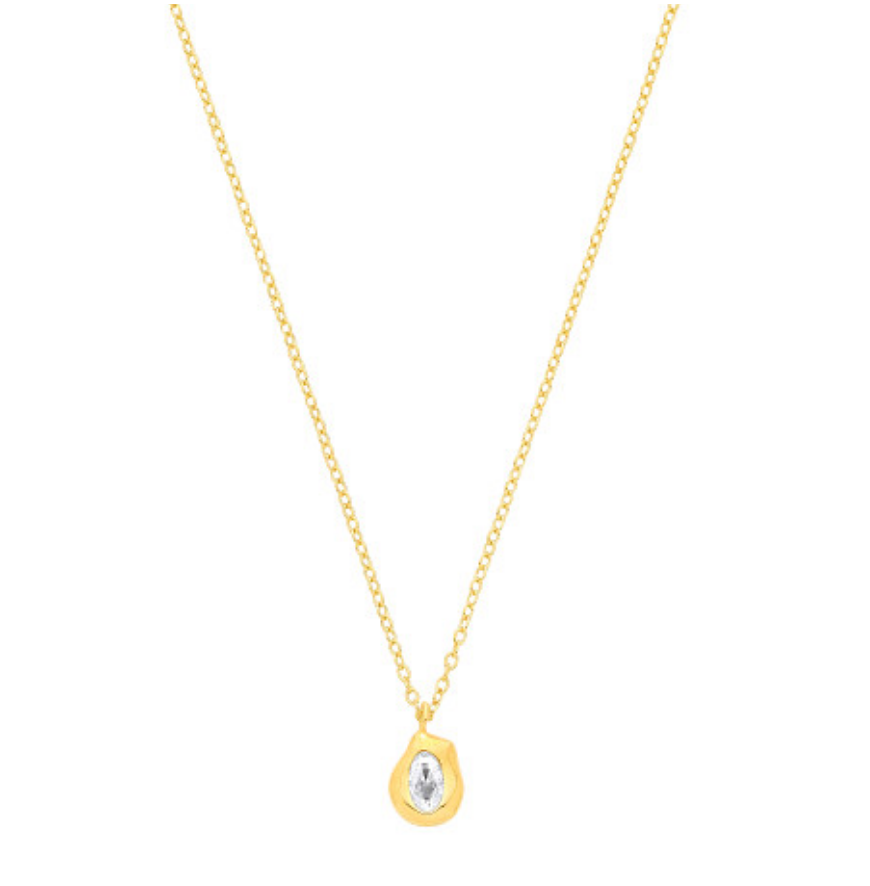 18K Gold Plated CZ Pendant Necklace - 16"