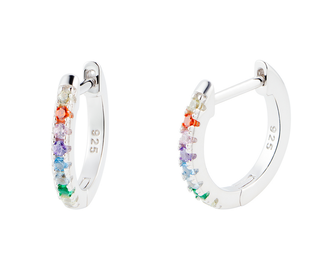 S/S Multi Coloured Hinged Hoop Earrings
