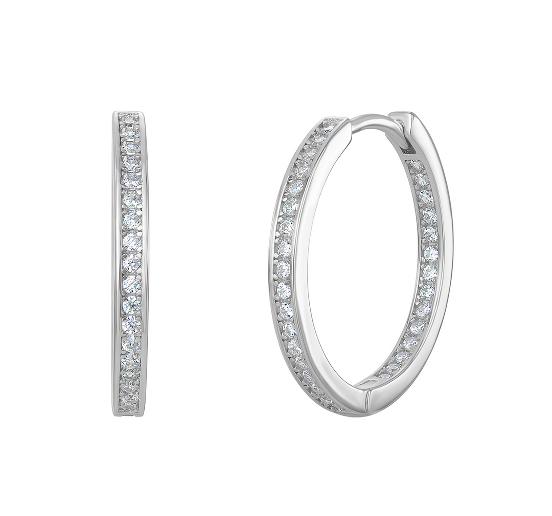 S/S CZ Hinged Hoops