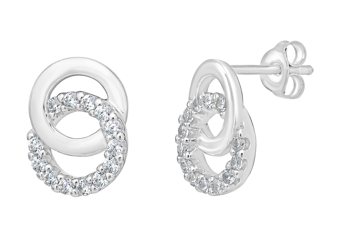 S/S CZ 2 Circle Earrings