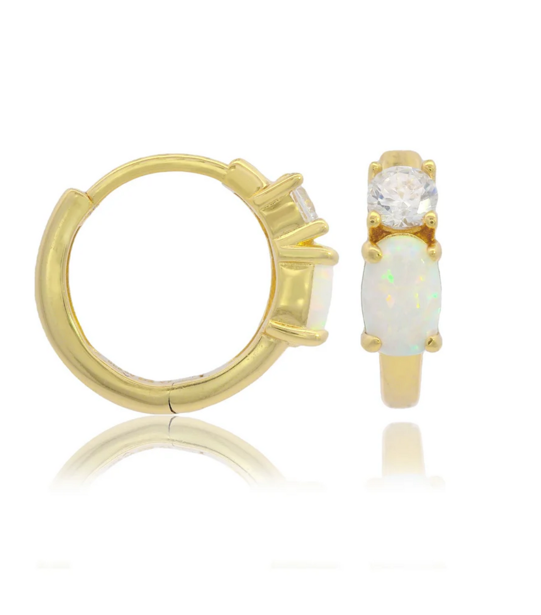 Georgini Opal Glow White Created Opal Hoop Earrings