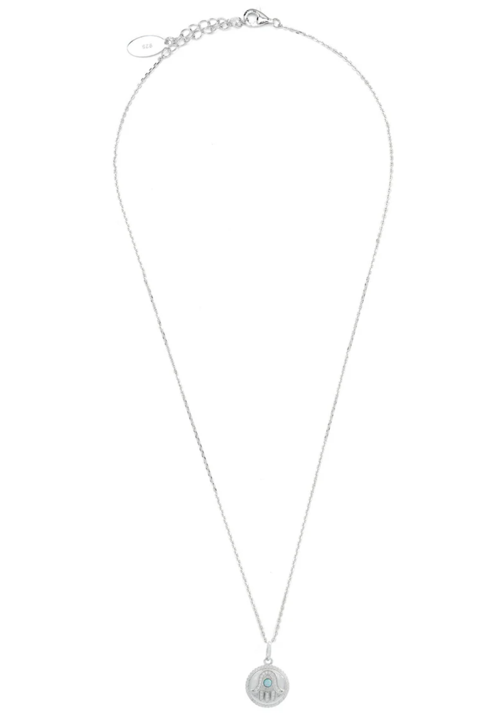 Georgini Opal Glow Blue Created Hamsa Silver Medalion
