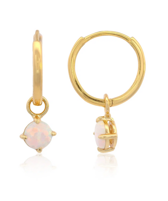 Georgini Wisteria Created Dangle Hoop Gold Earrings