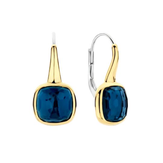 Ti Sento Blue Cushion Hoops Earrings