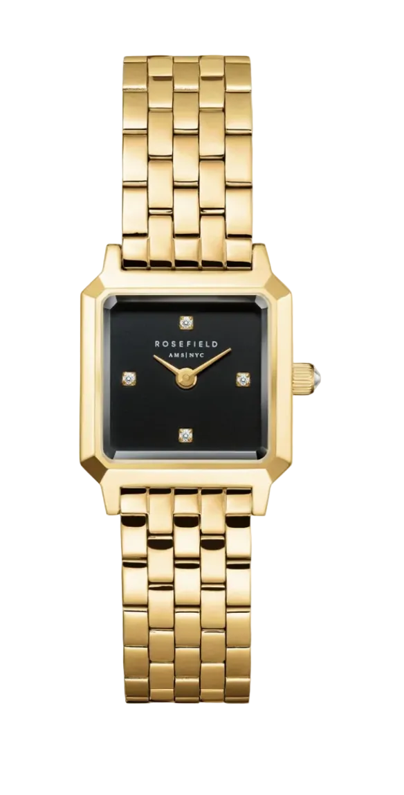 Rosefield Boxelle Black Crystals Ladies Watch