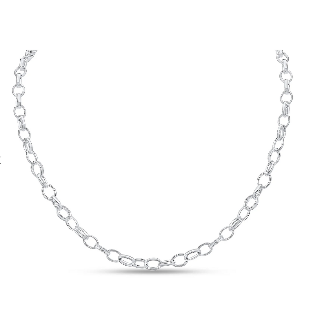 Silver 6mm Handmade Oval Belcher Chain