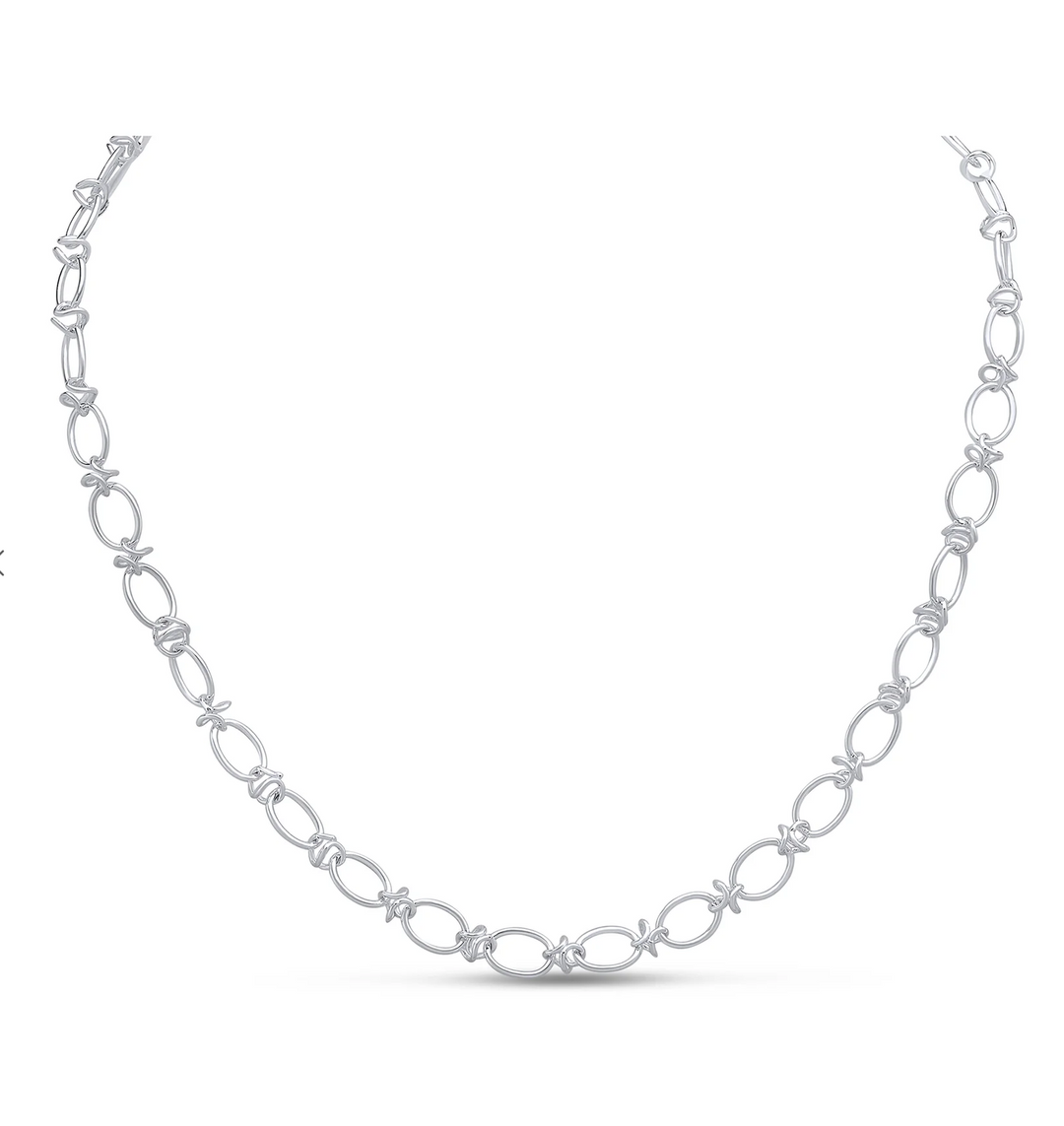 Silver 6.5mm Handmade Oval Knot Chain