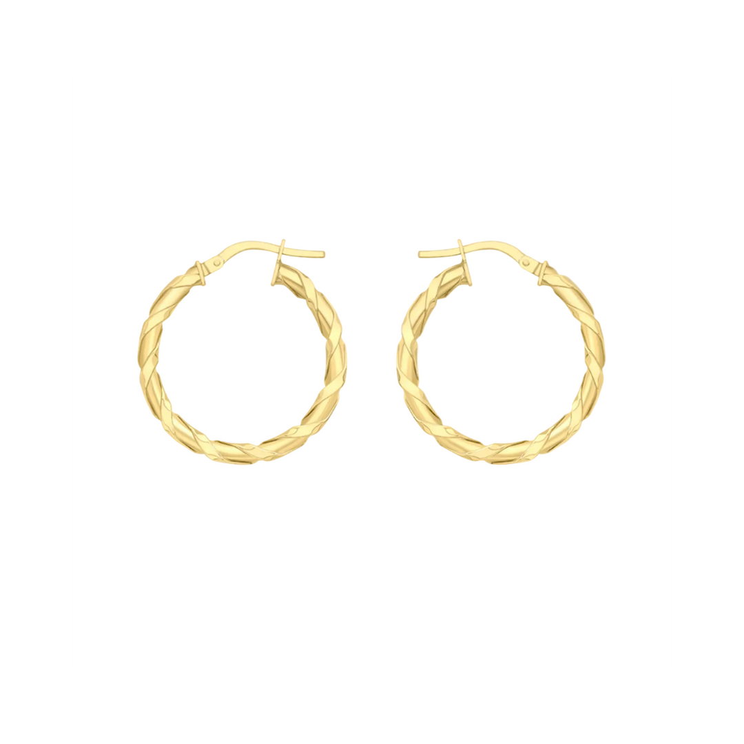 9ct Yellow Gold 25mm Twist Hoop Creole Earrings