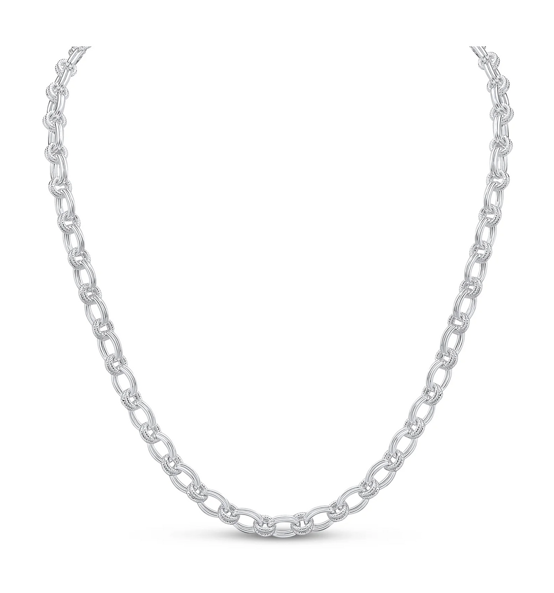 Silver 7.5mm Handmade Oval Double Loop Chain