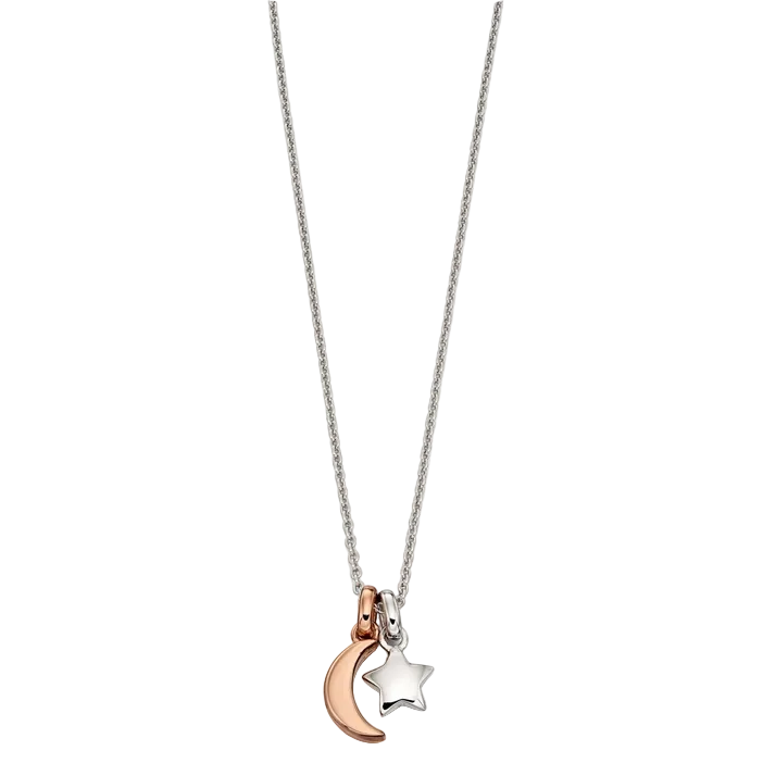 Collette Rose Gold Plated Double Star & Moon Necklace