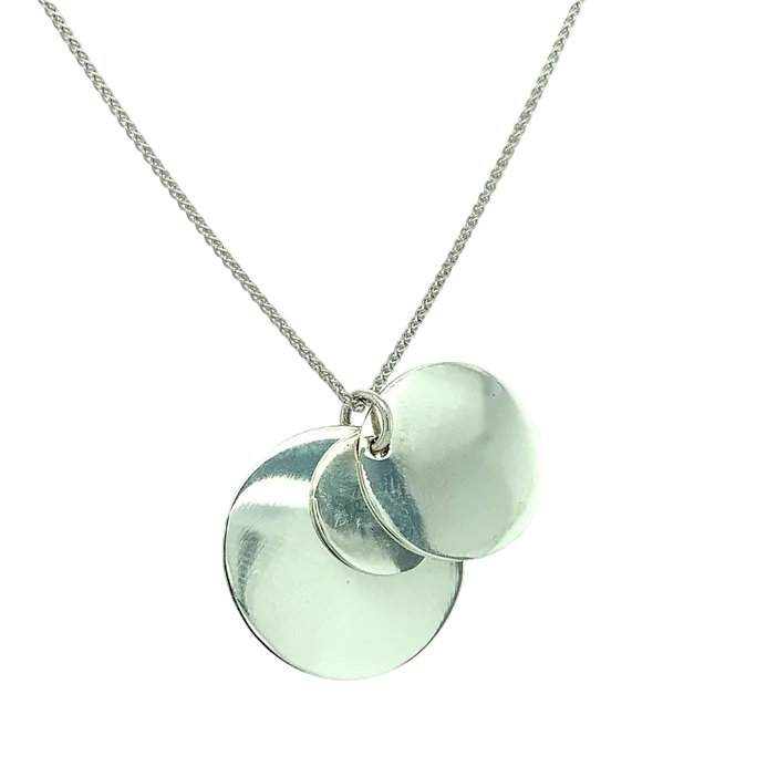Silver Triple Disc Pendant 20mm Diameter on 40cm Chain A