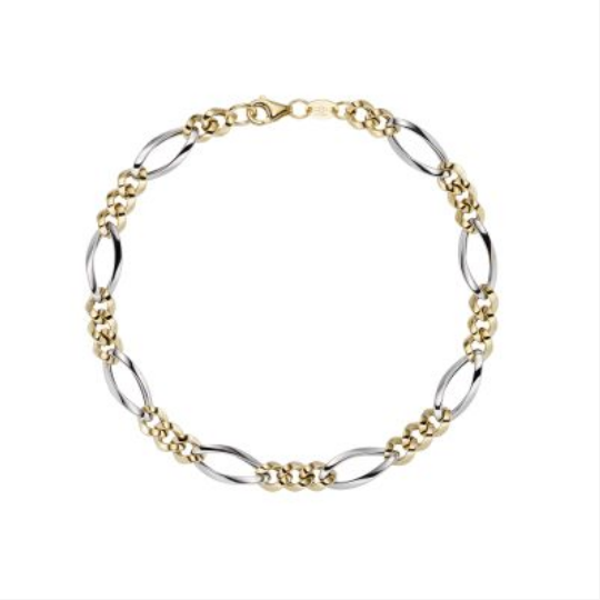 Mark Milton 9ct Yellow & White Gold Figaro Bracelet