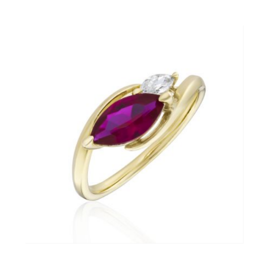Mark Milton 9ct Yellow Gold Created Ruby and Cubic Zirconia Ring