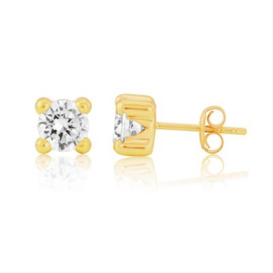 Mark Milton 9ct Yellow Gold Cubic Zirconia Stud Earrings