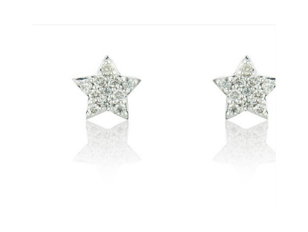 Mark Milton 9ct White Gold Diamond Star Earrings