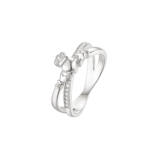 S/S CZ Claddagh Ring