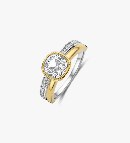 Ti Sento Double Band Zirconia Gold Vermeil Ring