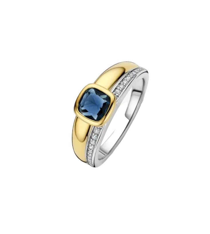 Ti Sento Blue Cushion Zirconia Ring