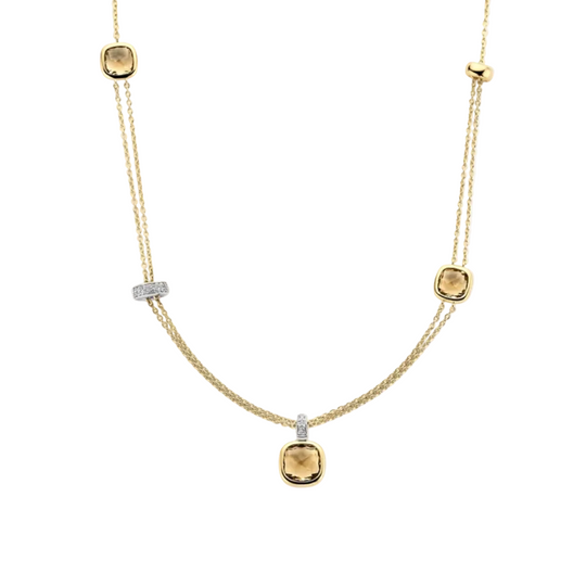 Ti Sento Layered Cushion Yellow Necklace