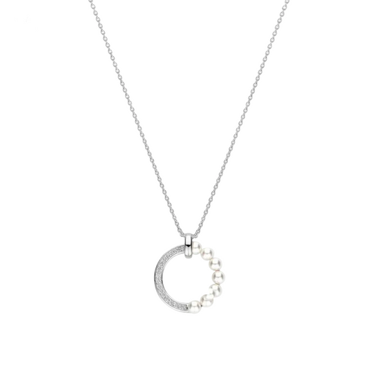 Ti Sento Pearl Zirconia Circle Necklace