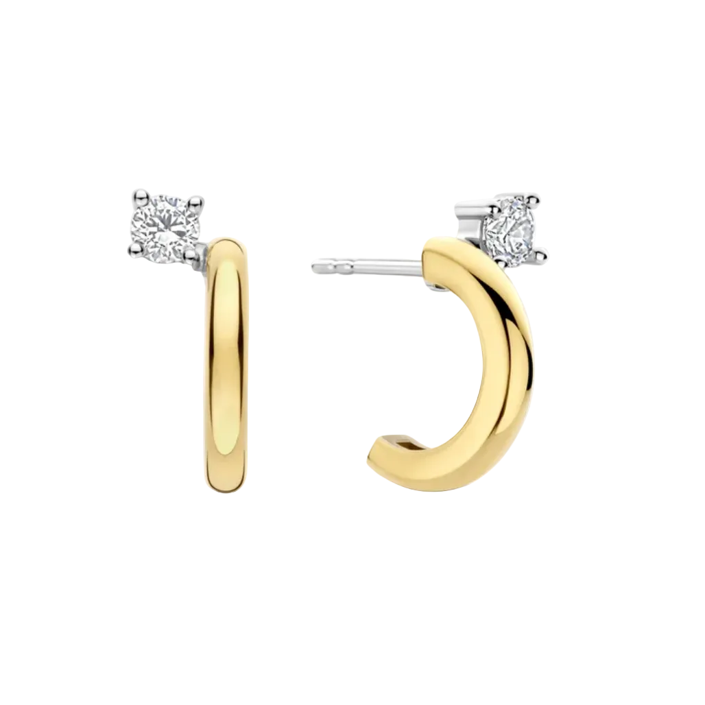 Ti Sento Zirconia Half Hoop Earrings