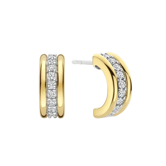 Ti Sento Triple Band Zirconia Gold Vermeil Hoops