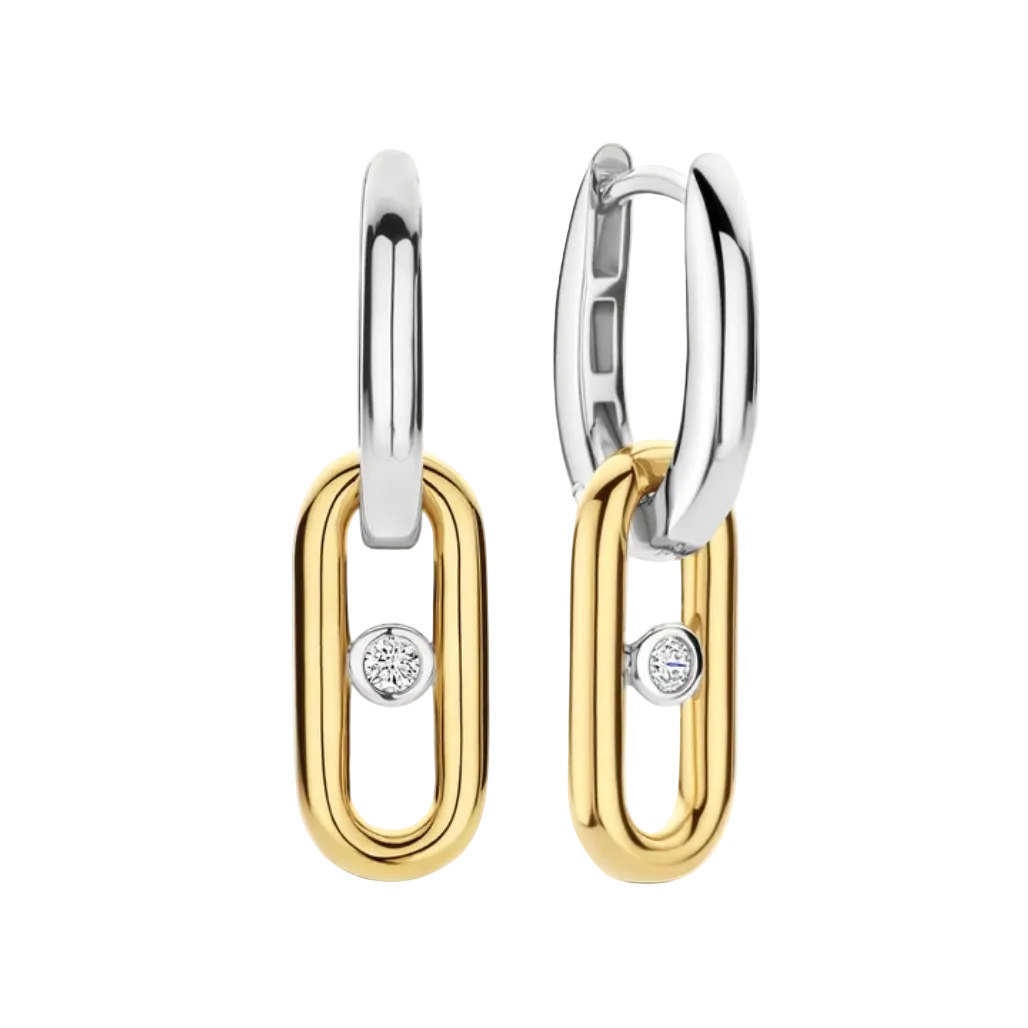 Ti Sento Open Link Hoops with Round Zirconia
