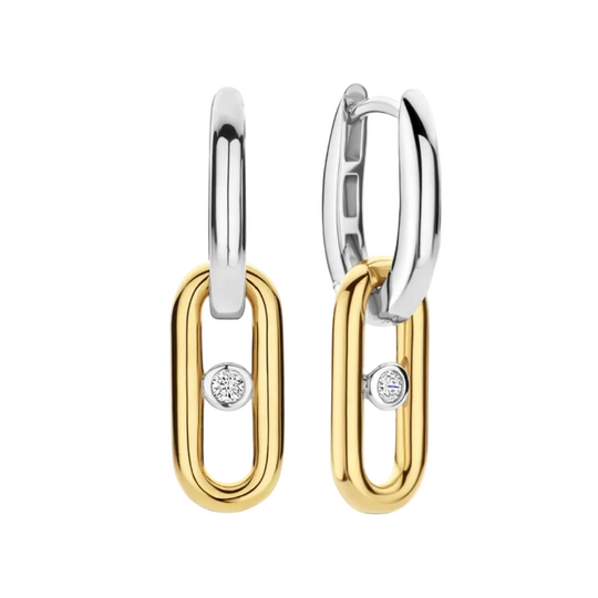 Ti Sento Open Link Hoops with Round Zirconia