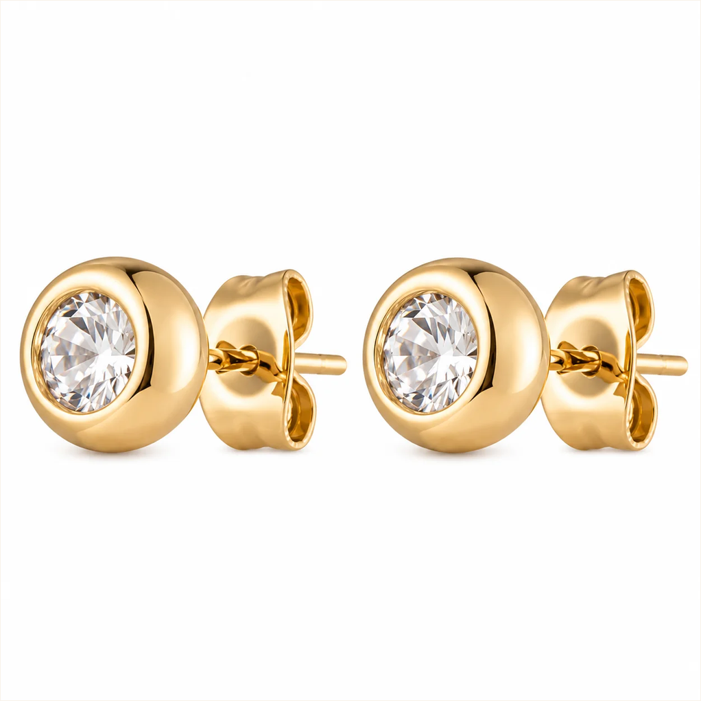 Burren Windsor Bezel-Set CZ Stud Earrings