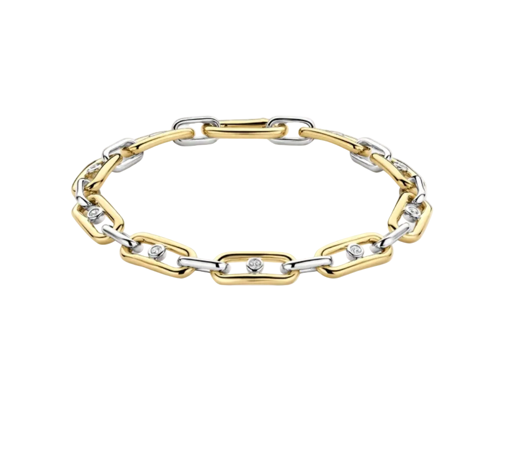 Ti Sento Chunky Open Link Bracelet with Round Zirconia