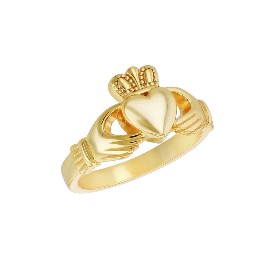 Sterling Silver Gold Plated Medium Claddagh Ring