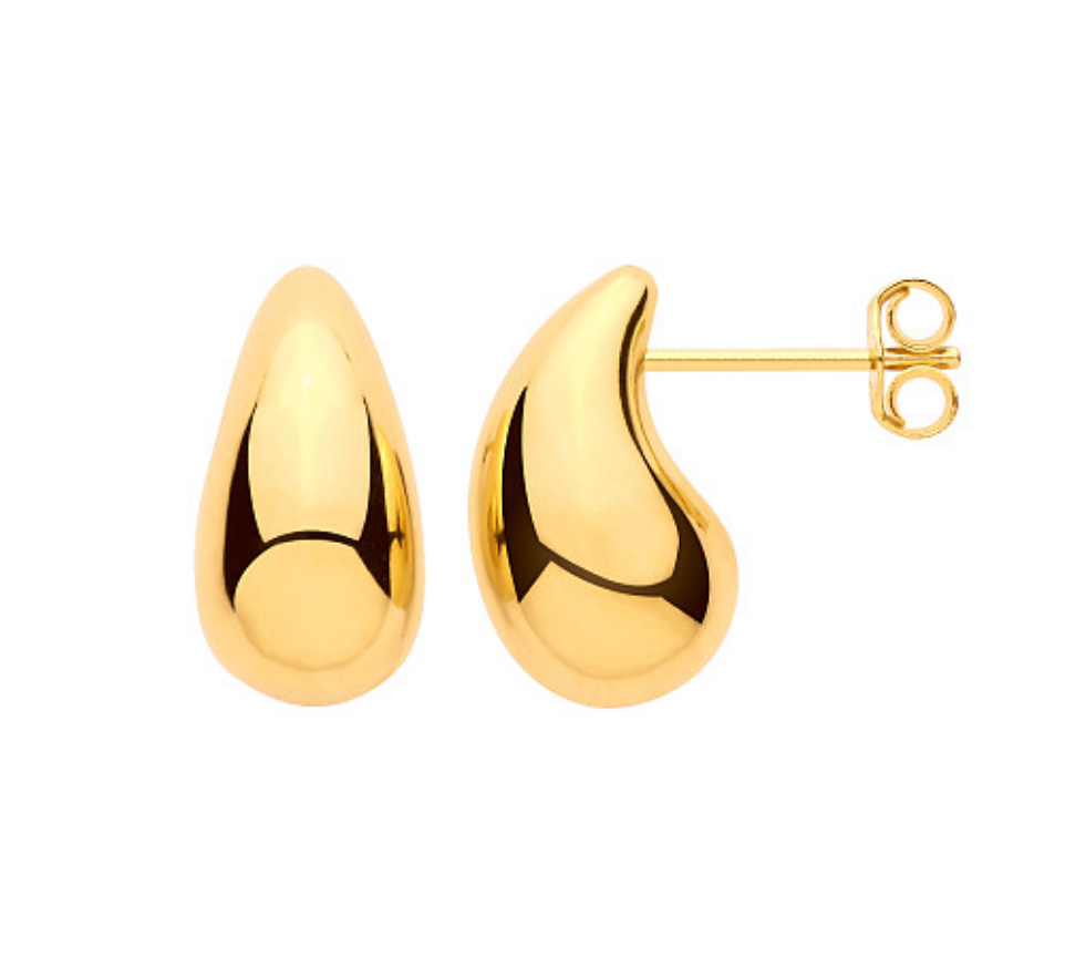 Gold Plated Vermeil Medium Tapered Dome Hoop Earrings
