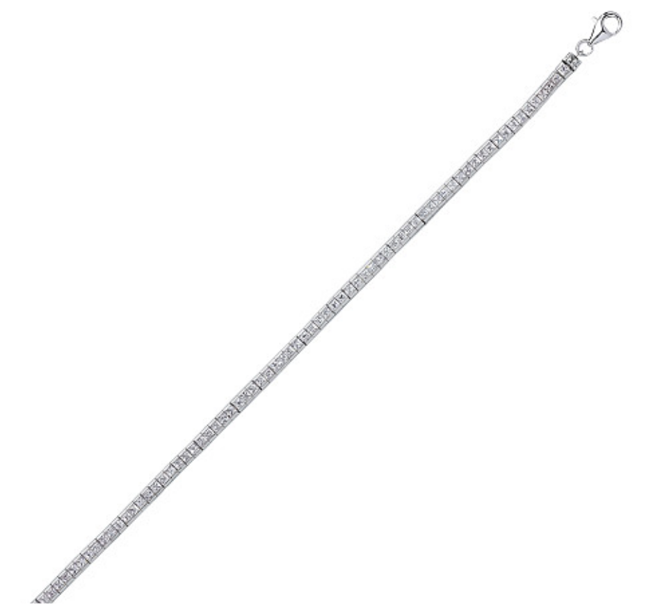 925 Sterling Silver Cubic Zirconia Channel Set Tennis Bracelet