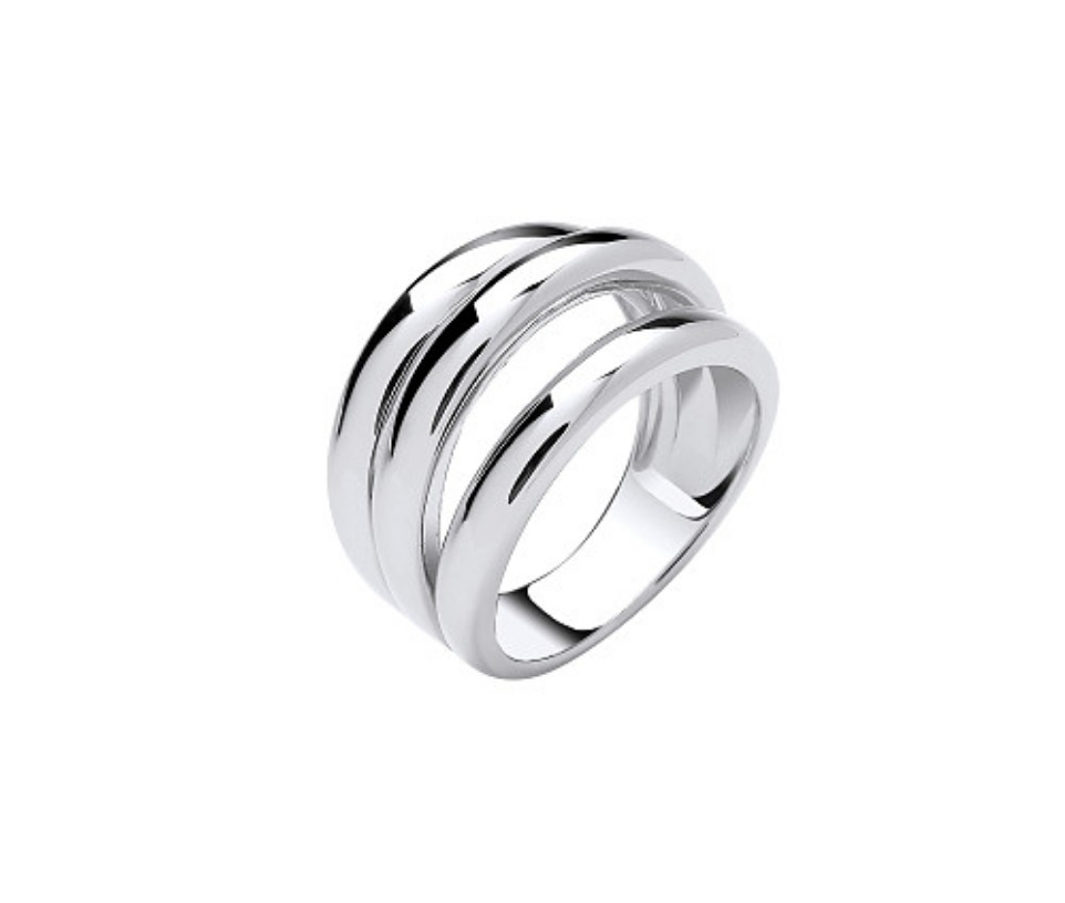 Silver Plain 3 Row Ring