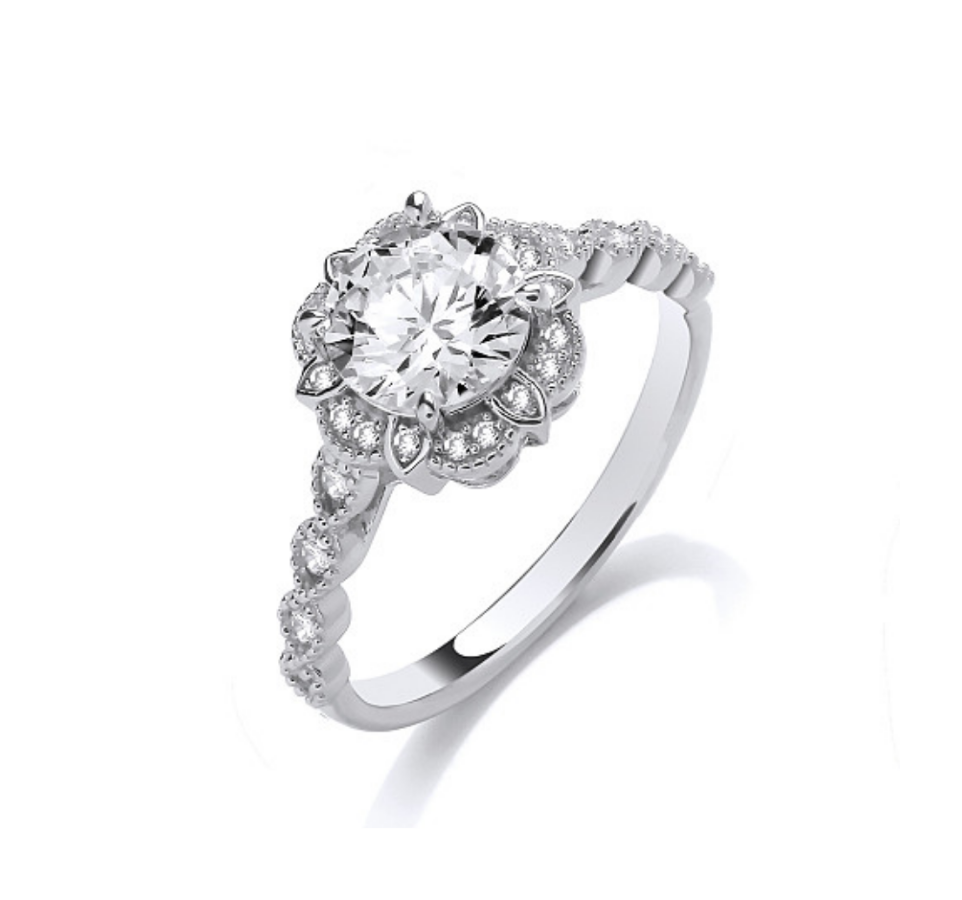 Silver CZ Fancy Ring
