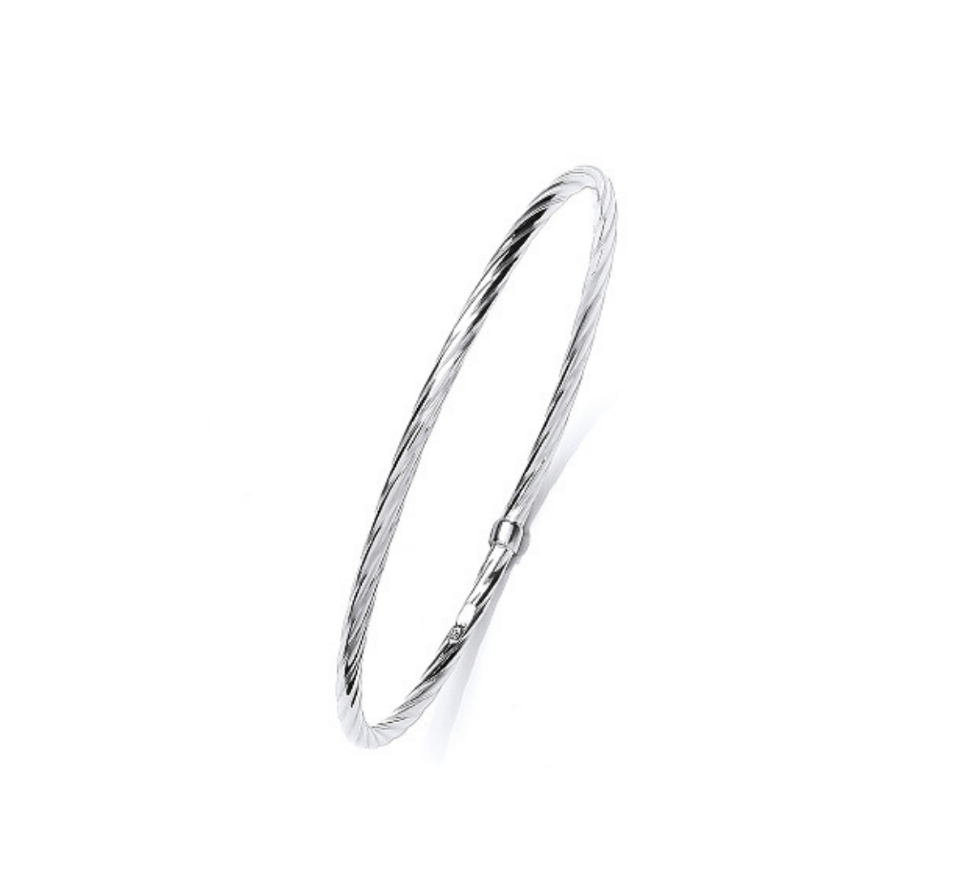 Silver Platinum Plate Twisted Slave Bangle