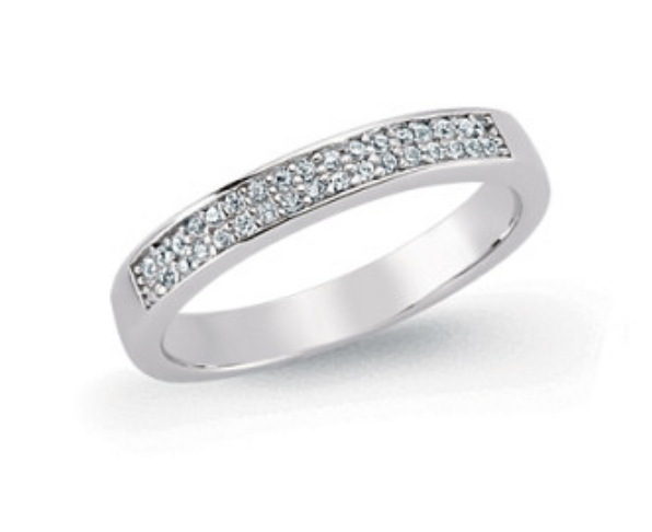 Sterling Silver Double Row CZ Half Eternity Ring