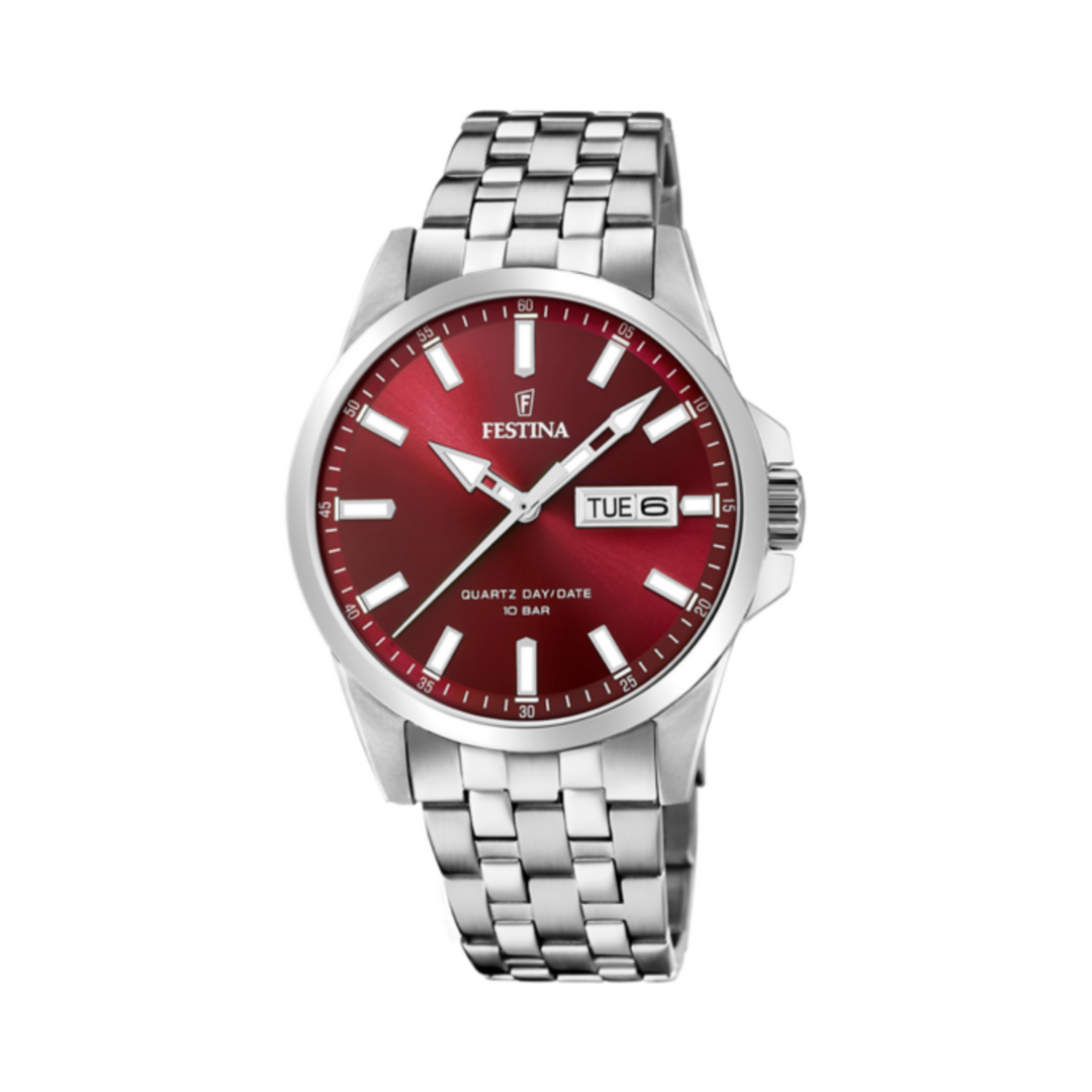 Festina Gents Steel Red Dial Watch