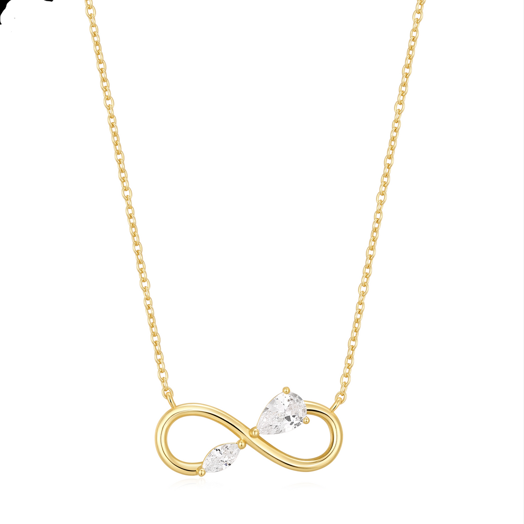 Cubic Zirconia Gold Plated Infinity Necklace