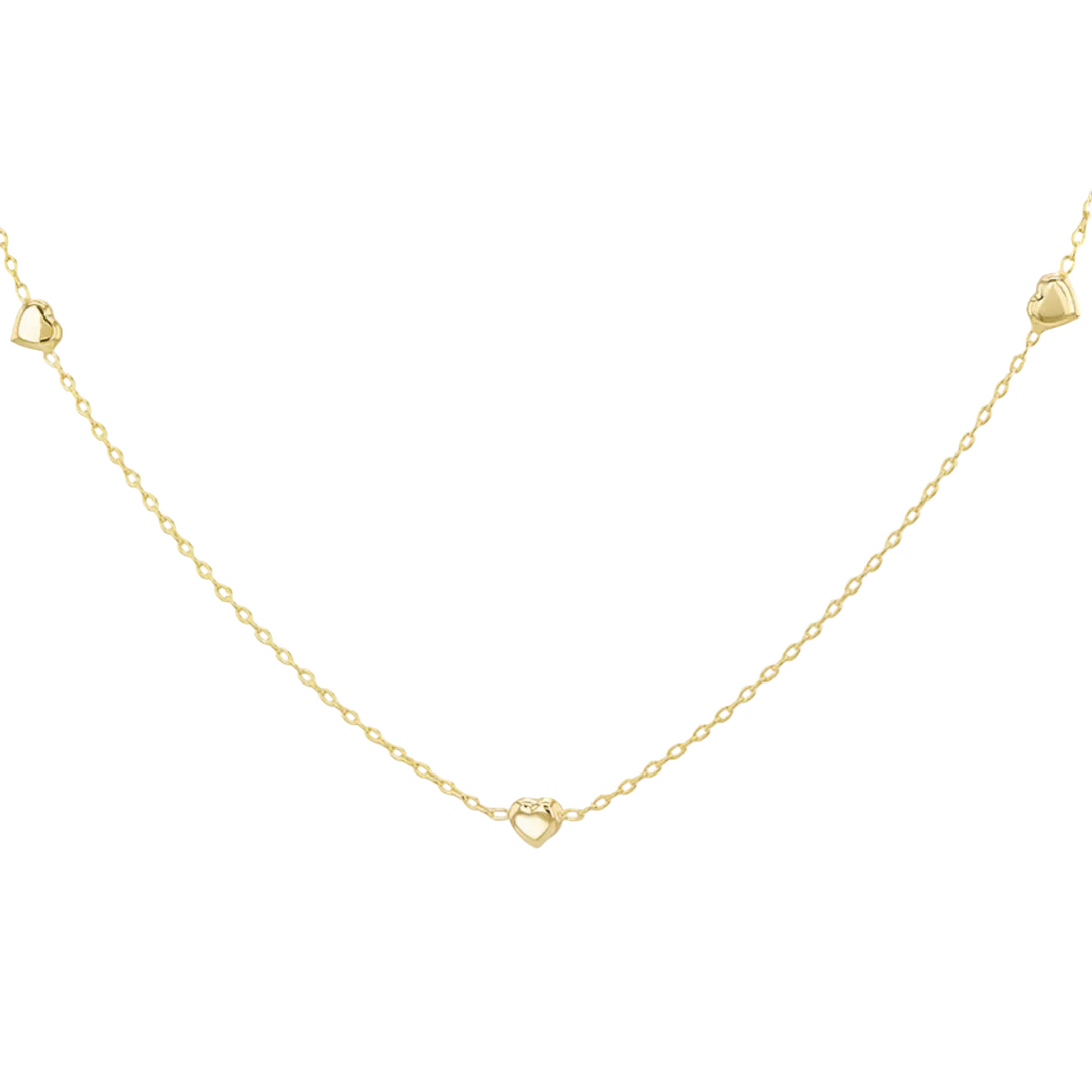 9ct Yellow Gold 3 Heart Necklet